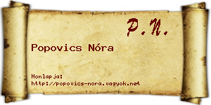 Popovics Nóra névjegykártya