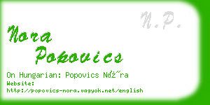 nora popovics business card